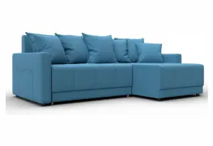 Диван угловой Лига-125 угол универсальный Амур 10 голубой (Рогожка)