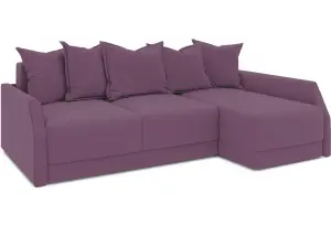 Диван угловой правый «Люксор Slim Т2» (Kolibri Violet (велюр) фиолетовый)