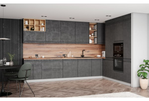 Модульная кухня Скала Бетон тёмный МДФ