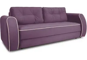 Диван «Хьюго» (Kolibri Violet (велюр) фиолетовый кант Kolibri Cream (велюр) кремовый)