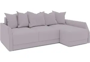 Диван угловой правый «Люксор Slim Т2» (Poseidon Pale Lavender (иск.замша) бледно-лавандовый)