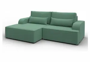 Диван угловой Лига-120 угол левый Амур 11 зеленый (Рогожка)