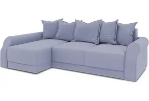 Диван угловой левый «Люксор Т2» (Poseidon Blue Graphite (иск.замша) серо-фиолетовый)
