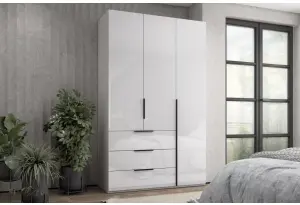 Шкаф 3-х дверный с полками и ящиками, 135 см Люкс