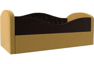 Детская кровать Сказка Люкс Коричневый/Желтый (Микровельвет)