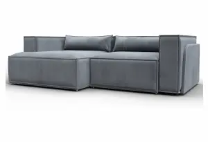 Диван угловой Лига-061 угол левый TOWER 10 серый (Велюр)
