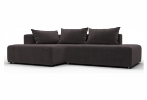 Диван угловой Лига-103 НПБ угол левый SEVEN 727 коричневый (Велюр)