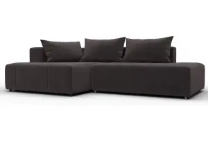 Диван угловой Лига-103 НПБ угол левый SEVEN 727 коричневый (Велюр)