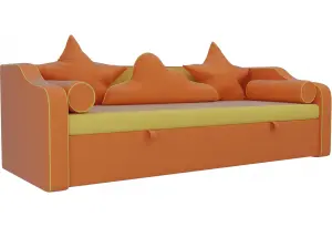 Детский диван-кровать Рико Желтый/Оранжевый (Экокожа)