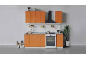 Кухонный гарнитур «Весна» длиной 160 см (Белый/Оранж глянец)