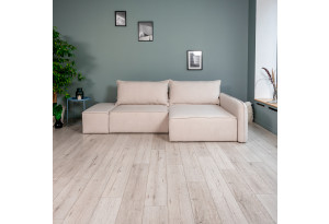 ПОРТЛЕНД Диван угловой с банкеткой светло-бежевый, букле