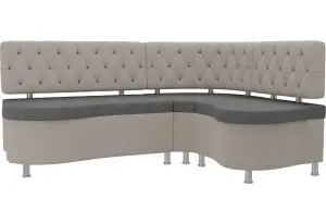 Кухонный угловой диван Вегас серый/бежевый (Рогожка)