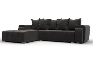 Диван угловой Лига-121 левый угол LAIM 10 темно-коричневый (Велюр)