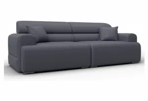 Диван прямой Лига-109 НПБ GRIFON 15 серый (Экокожа)