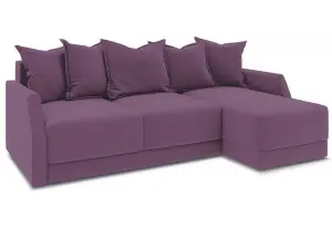 Диван угловой правый «Люксор Slim Т1» (Kolibri Violet (велюр) фиолетовый)
