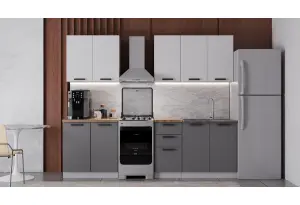 Модульная кухня Фортуна Белый / Графит МДФ 2 м