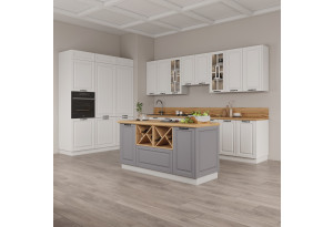 Модульная кухня Гарда Белый эмалит / Серый эмалит МДФ