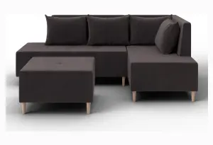 Диван угловой модульный с пуфом Лига-126 угол правый SEVEN 727 коричневый (Велюр)