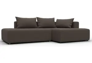 Диван угловой Лига-103 НПБ угол правый Амур 05 коричневый (Рогожка)