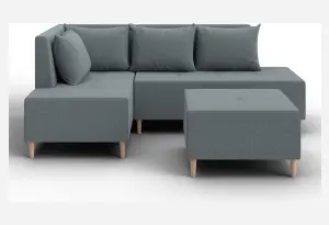 Диван угловой модульный с пуфом Лига-126 угол левый Амур 07 серый (Рогожка)