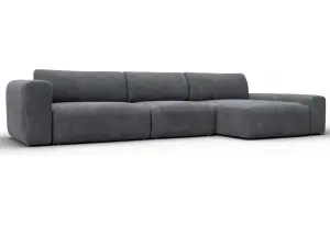 Диван угловой Лига-066 НПБ Лонг угол правый BRUT 16 темно-серый (Велюр)