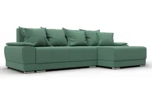 Диван угловой Лига-119 угол правый Амур 11 зеленый (Рогожка)