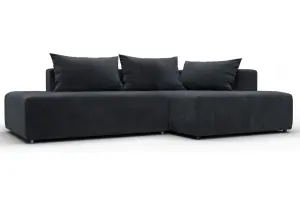 Диван угловой Лига-103 НПБ угол правый TOWER 11 темно-серый (Велюр)