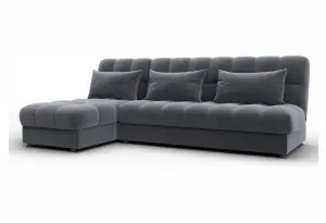 Диван угловой Лига-116 НПБ угол левый SEVEN 17 серый (Велюр)
