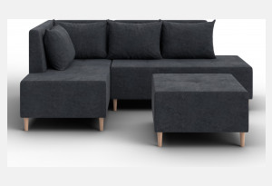 Диван угловой модульный с пуфом Лига-126 угол левый LAIM 26 темно-серый (Велюр)