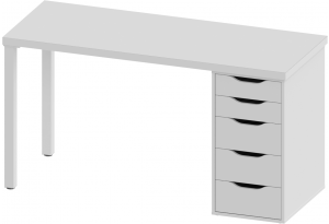 Стол письменный Ингар белый, 140x75, с одной тумбой