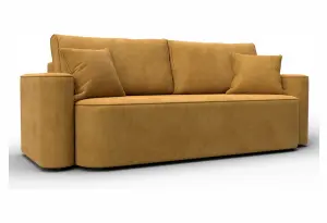 Диван прямой Лига-118 НПБ BRUT 10 желтый (Велюр)