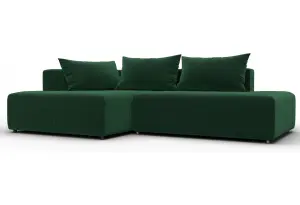 Диван угловой Лига-103 НПБ угол левый SEVEN 626 зеленый (Велюр)