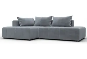 Диван угловой Лига-103 НПБ угол левый TOWER 10 серый (Велюр)