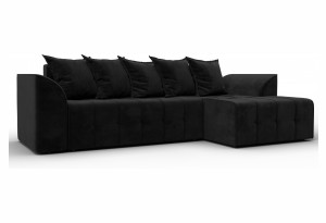 Диван угловой Лига-113 угол правый SEVEN 35 черный (Велюр)