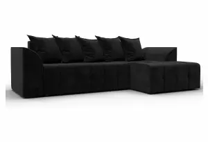 Диван угловой Лига-113 угол правый SEVEN 35 черный (Велюр)