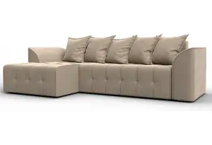 Диван угловой Лига-113 угол левый SEVEN 729 бежевый (Велюр)