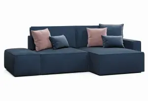 КОРСО Диван угловой с банкеткой, темно-синий