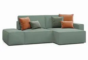 КОРСО Диван угловой с банкеткой, темно-зеленый
