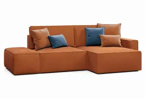 КОРСО Диван угловой с банкеткой, терракотовый