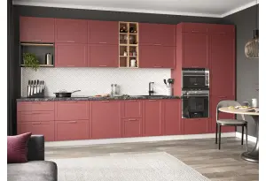 Модульная кухня Квадро Красная кожа МДФ