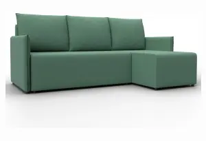 Диван угловой Лига-124 угол универсальный Амур 11 зеленый (Рогожка)