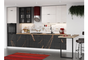 Модульная кухня Монца Кварц бежевый / Кварц чёрный МДФ