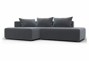 Диван угловой Лига-103 НПБ угол левый SEVEN 17 серый (Велюр)