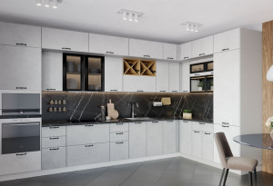 Модульная кухня Лофт Штукатурка белая / Штукатурка серая МДФ