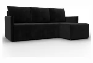 Диван угловой Лига-124 угол универсальный SEVEN 35 черный (Велюр)