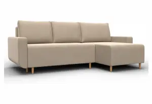 Диван угловой Лига-130 угол универсальный SEVEN 729 бежевый (Велюр)