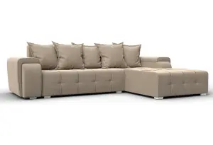 Диван угловой Лига-121 правый угол SEVEN 729 бежевый (Велюр)