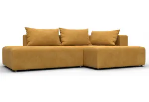 Диван угловой Лига-103 НПБ угол правый BRUT 10 желтый (Велюр)