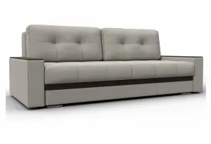 Диван прямой с декором Лига-096 НПБ Бежевый/Коричневый (Рогожка;Экокожа)