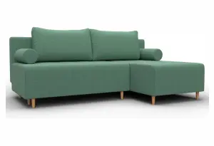 Диван угловой Лига-102 угол универсальный Амур 11 зеленый (Рогожка)